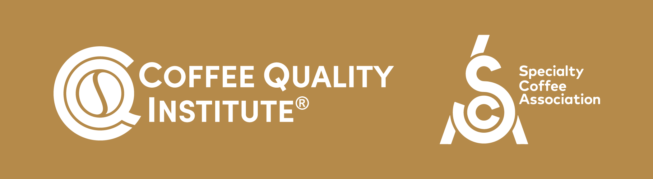 Bandeau reprenant les logo de la Specialty Coffee Association et du Coffee Quality Institute