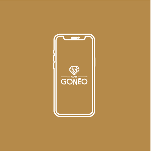 Illustration d'un téléphone avec le logo café Gonéo pour accompagner le numéro de Contact